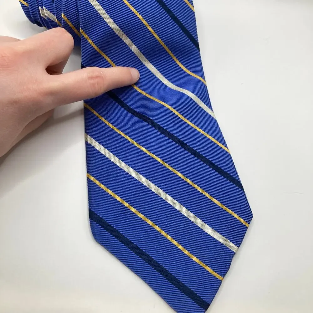 Lauren Ralph Lauren 100% Silk Blue Striped Repp Tie Regimental Preppy Gift